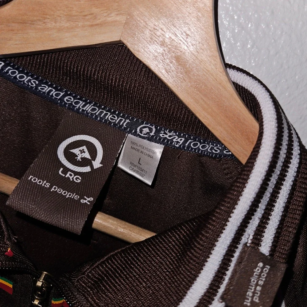 LRG Roots People Track Jacket Brown Rasta‎ Stripe Logo